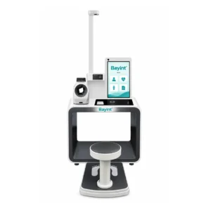 Bayint M800 clinic health checkup station with integrated seat, touchscreen and blood pressure monitor on a white background